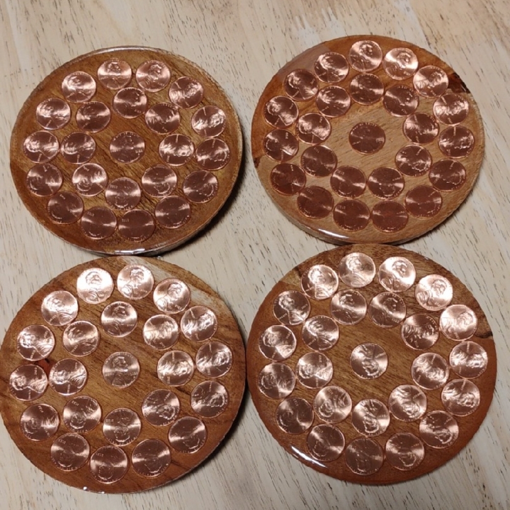 Wooden Coasters with Copper Accents